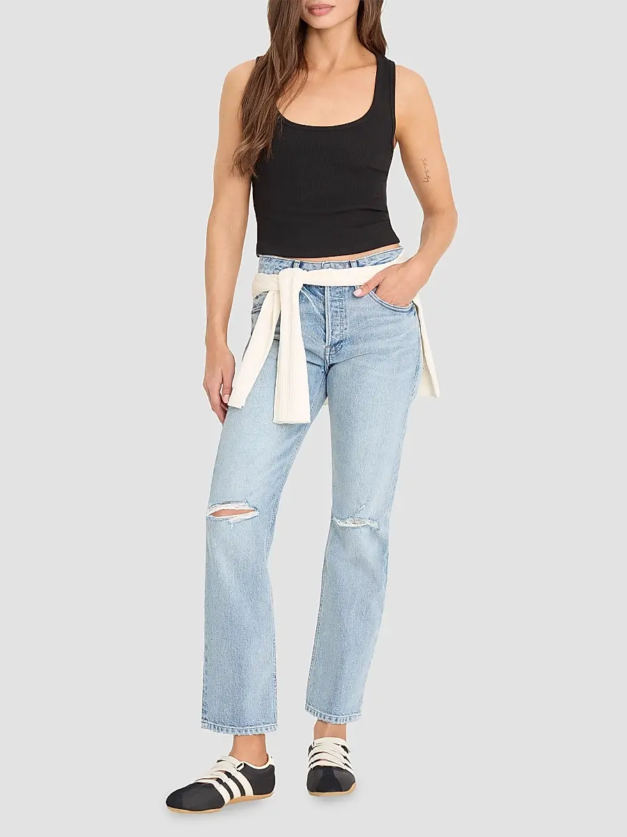 GOOD AMERICAN Women's Vintage Straight Ankle Mid-Rise Jeans | Thumbnail 2