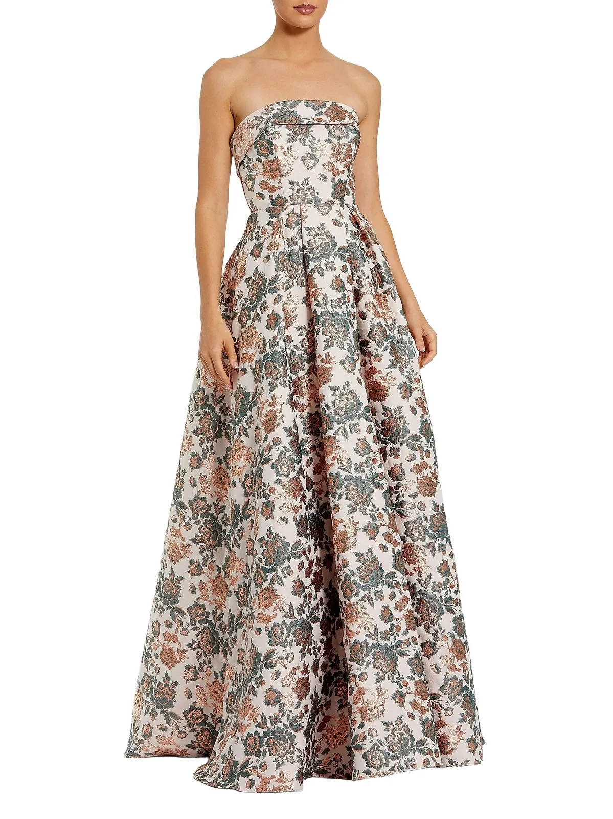 Women's Petite Floral Brocade Strapless A-Line Gown Women's Petite Floral Brocade Strapless A-Line Gown