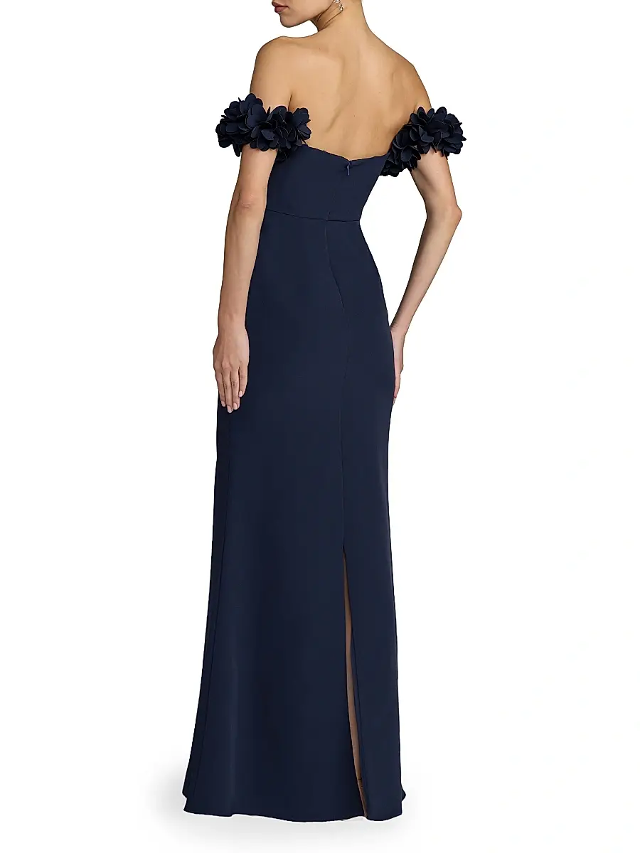 Mac Duggal Women's Petite 3D Floral Crepe Off-the-Shoulder Mermaid Gown | Thumbnail 2 Mac Duggal Women's Petite 3D Floral Crepe Off-the-Shoulder Mermaid Gown | Thumbnail 2