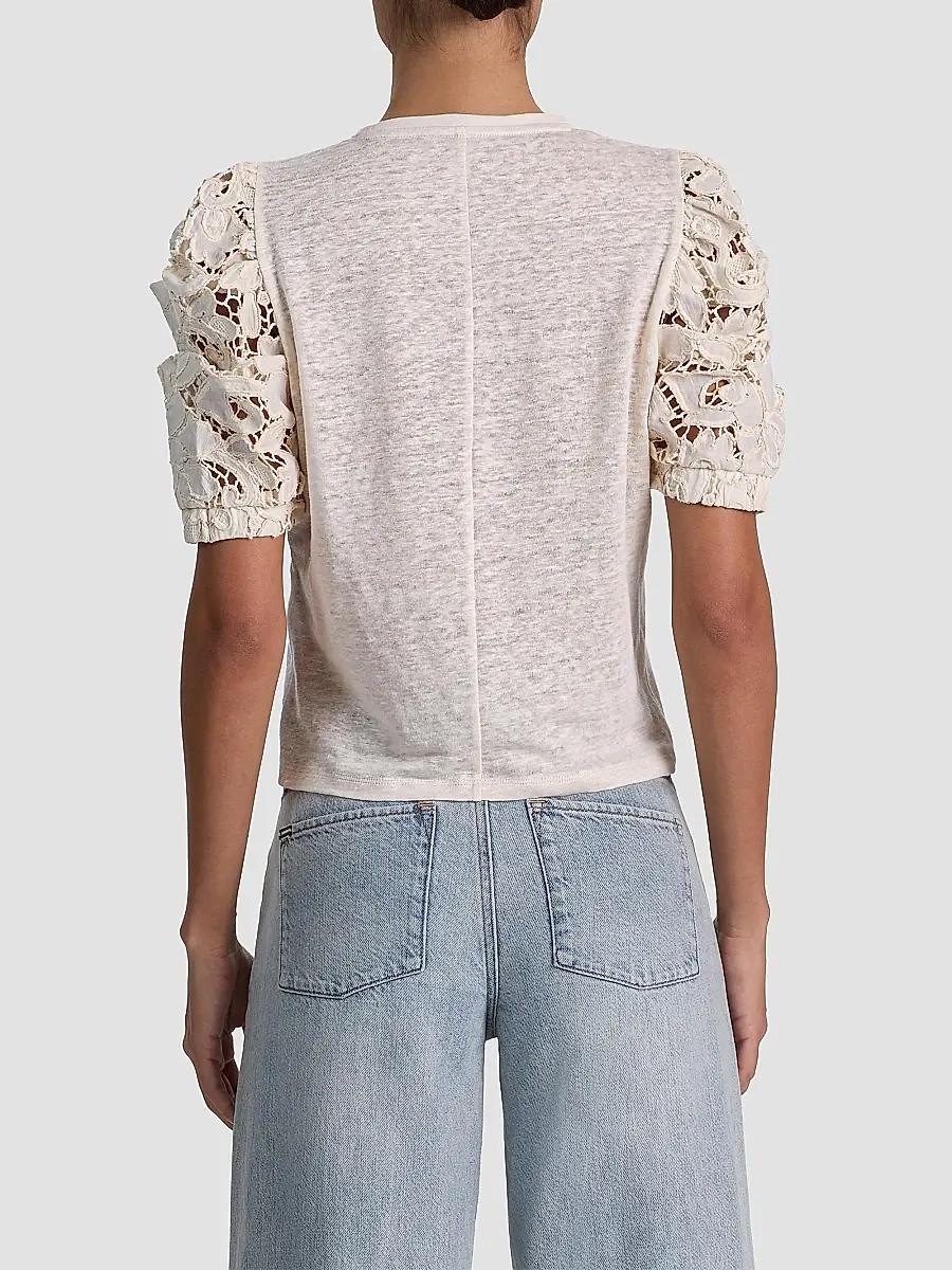 Alice + Olivia Women's Tyler Lace-Sleeve Crewneck Top | Thumbnail 3