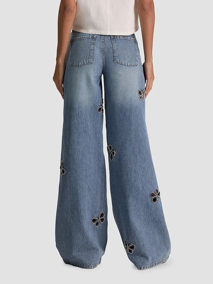 Alice + Olivia Women's Amazing Embellished Butterfly Cut-Out Wide-Leg Jeans | Thumbnail 3 Alice + Olivia Women's Amazing Embellished Butterfly Cut-Out Wide-Leg Jeans | Thumbnail 3