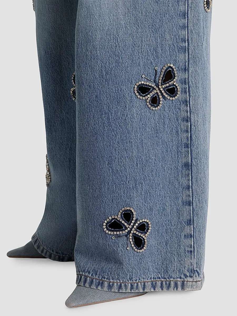 Alice + Olivia Women's Amazing Embellished Butterfly Cut-Out Wide-Leg Jeans | Thumbnail 5 Alice + Olivia Women's Amazing Embellished Butterfly Cut-Out Wide-Leg Jeans | Thumbnail 5