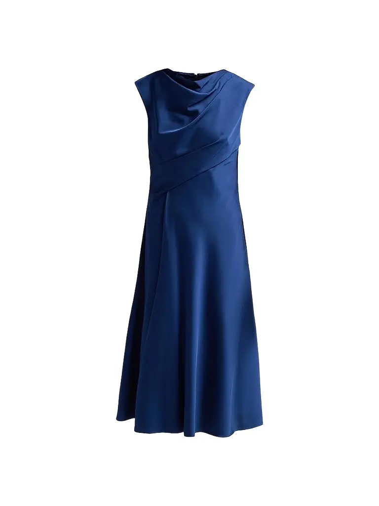 Aidan Mattox Women's Crepe Back Satin Midi Dress - Navy - Size 14 | Image 1 Aidan Mattox Women's Crepe Back Satin Midi Dress - Navy - Size 14 | Image 1