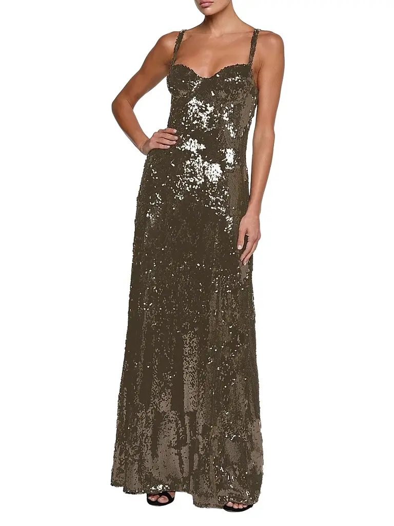 L'Agence Women's Sayla Sequin Gown - Smokey Olive - Size 16 | Image 1 L'Agence Women's Sayla Sequin Gown - Smokey Olive - Size 16 | Image 1