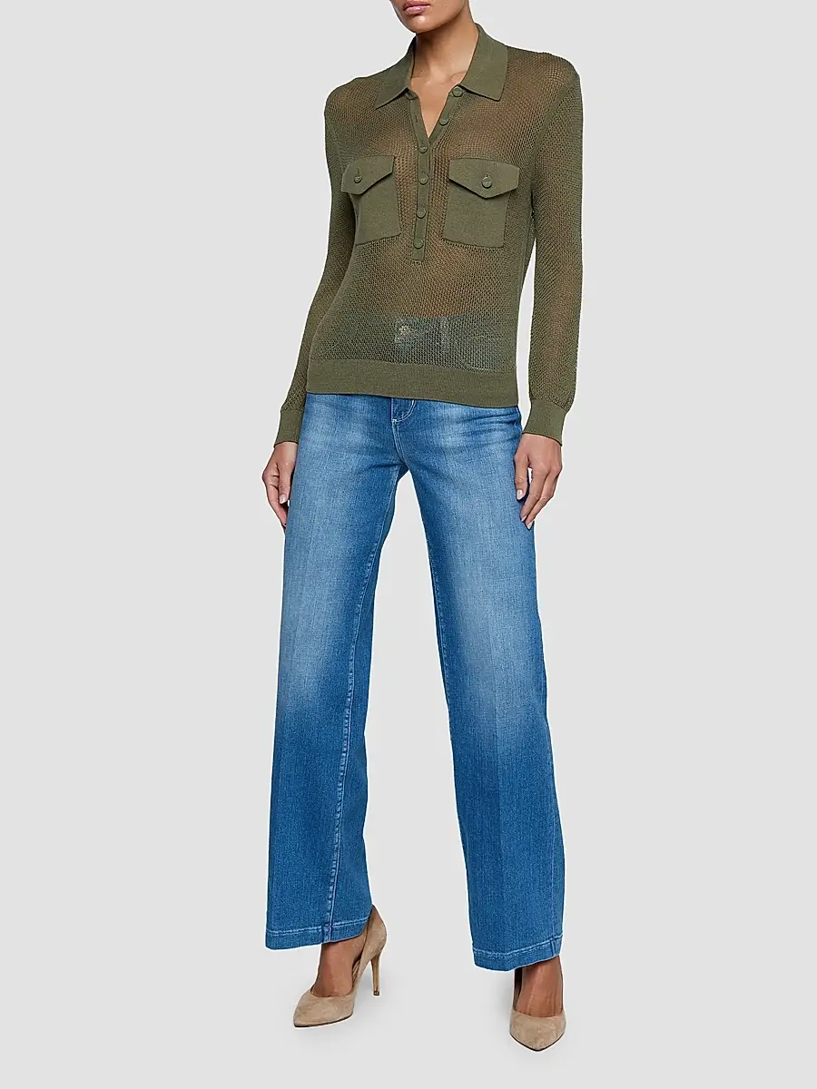 L'Agence Women's Carine Pointelle Spread Collar Sweater | Thumbnail 2 L'Agence Women's Carine Pointelle Spread Collar Sweater | Thumbnail 2
