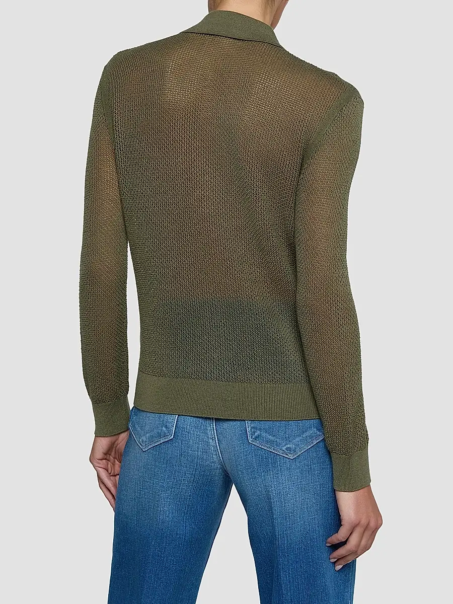 L'Agence Women's Carine Pointelle Spread Collar Sweater | Thumbnail 3 L'Agence Women's Carine Pointelle Spread Collar Sweater | Thumbnail 3