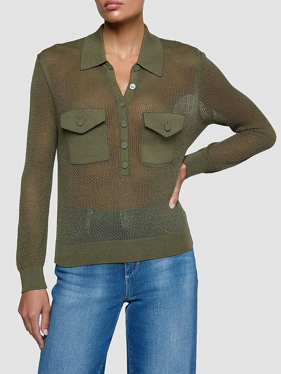 L'Agence Women's Carine Pointelle Spread Collar Sweater | Thumbnail 4 L'Agence Women's Carine Pointelle Spread Collar Sweater | Thumbnail 4