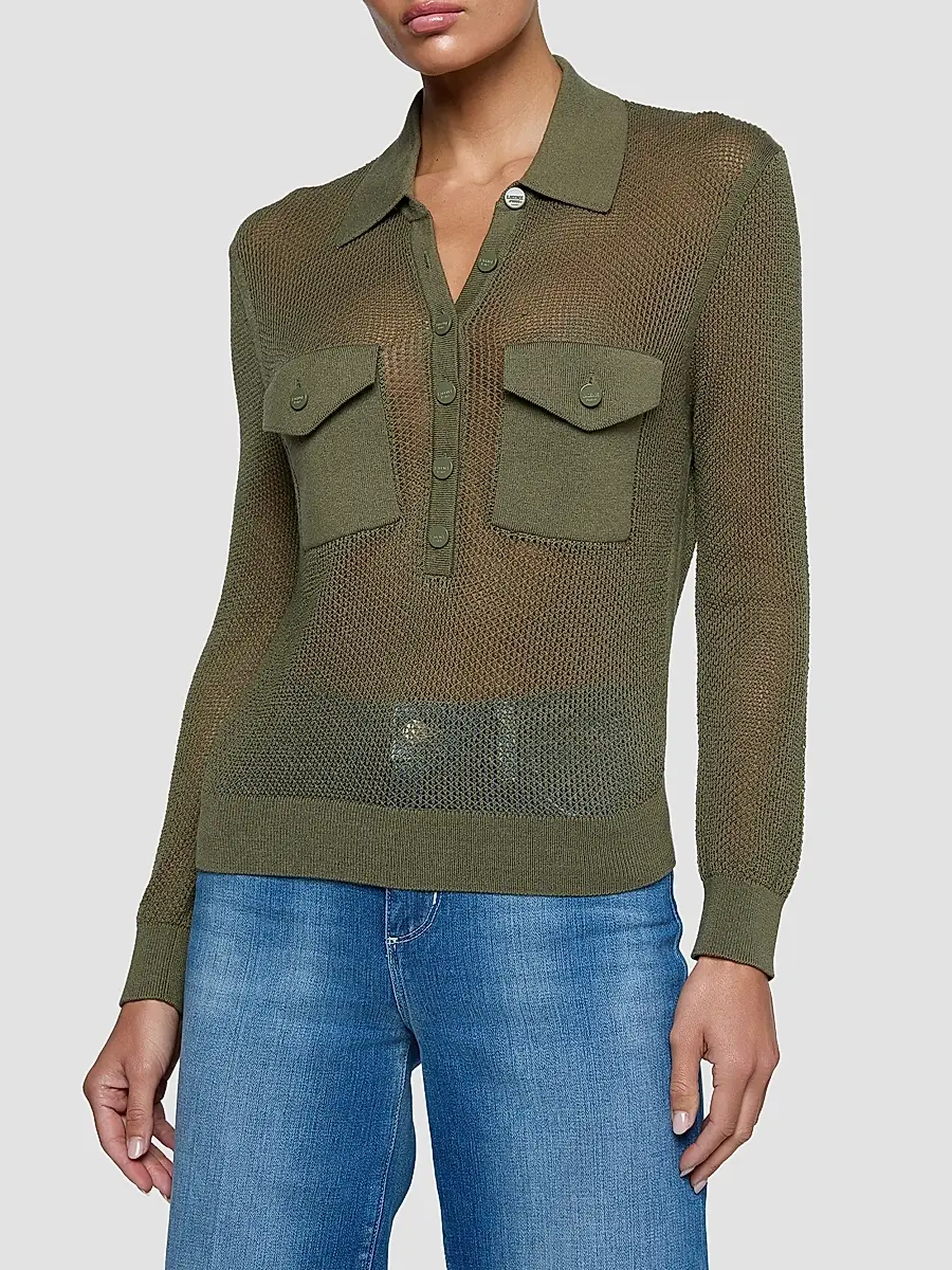 L'Agence Women's Carine Pointelle Spread Collar Sweater | Thumbnail 5 L'Agence Women's Carine Pointelle Spread Collar Sweater | Thumbnail 5