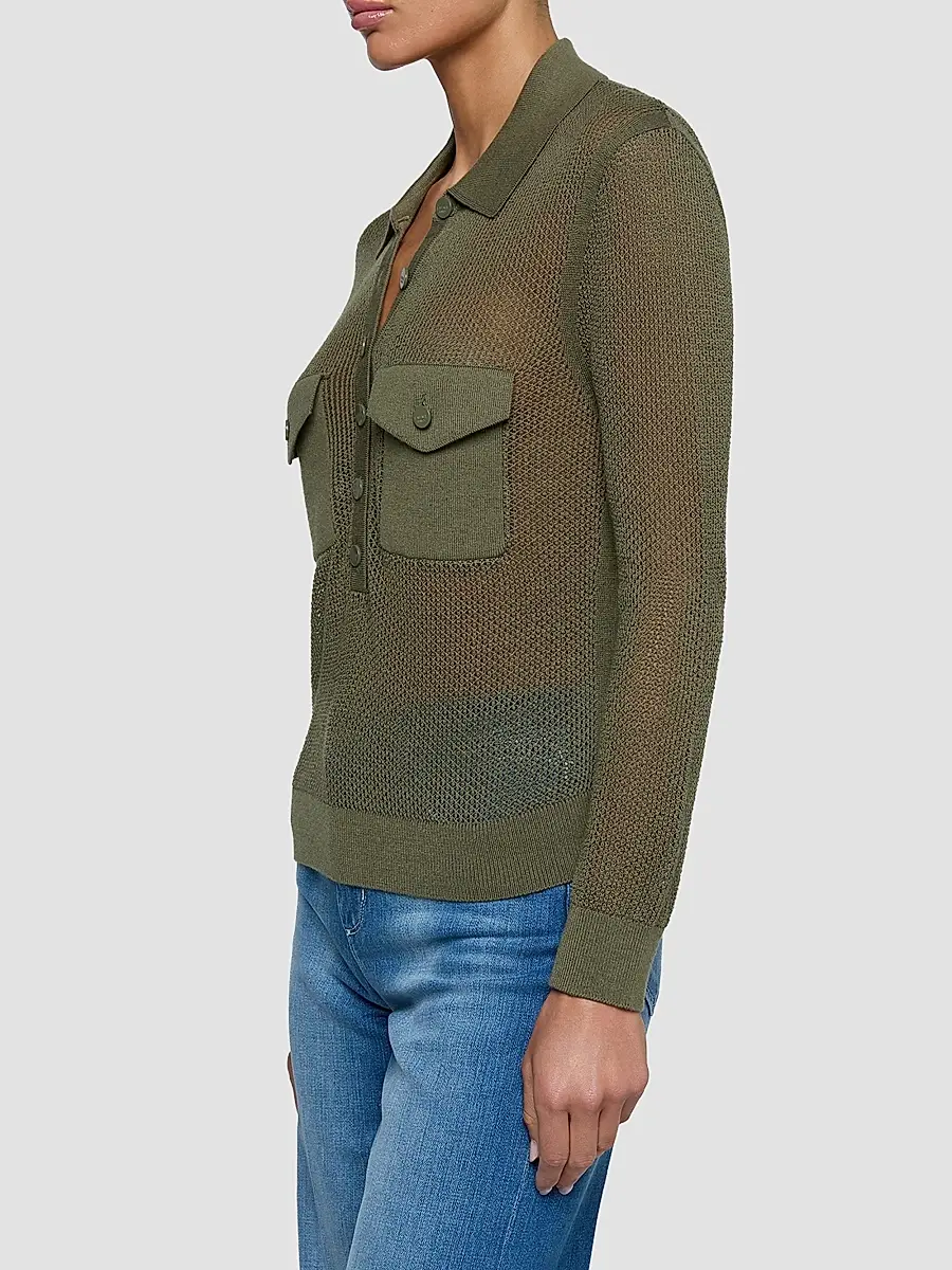 L'Agence Women's Carine Pointelle Spread Collar Sweater | Thumbnail 6 L'Agence Women's Carine Pointelle Spread Collar Sweater | Thumbnail 6