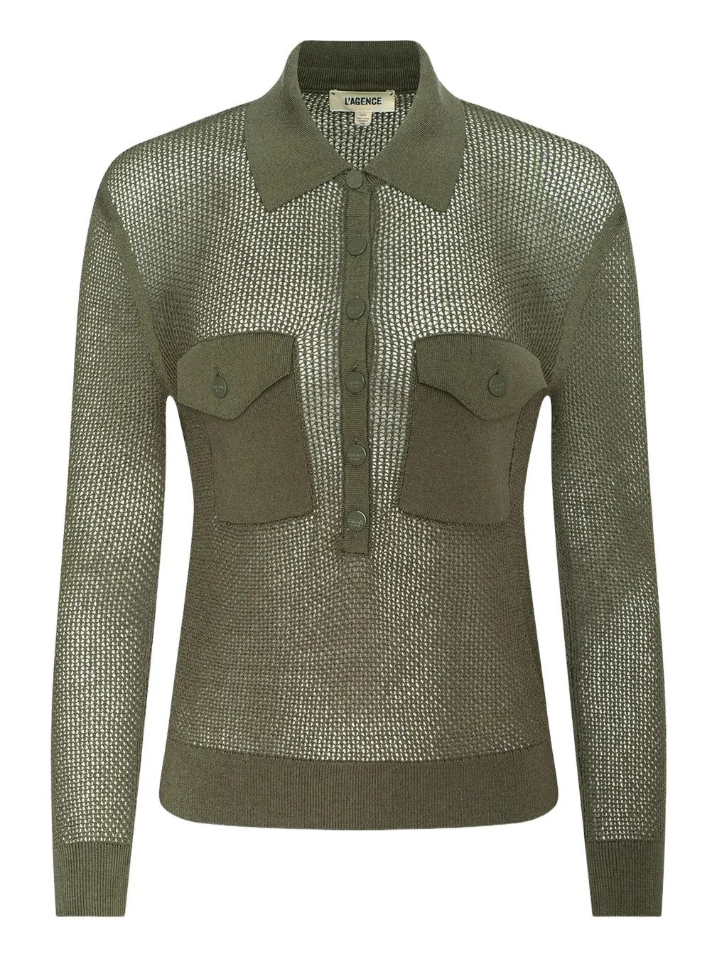 L'Agence Women's Carine Pointelle Spread Collar Sweater