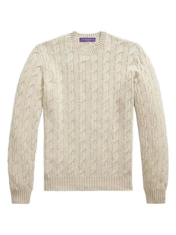 Men's Cable-Knit Cashmere Crewneck Sweater Men's Cable-Knit Cashmere Crewneck Sweater