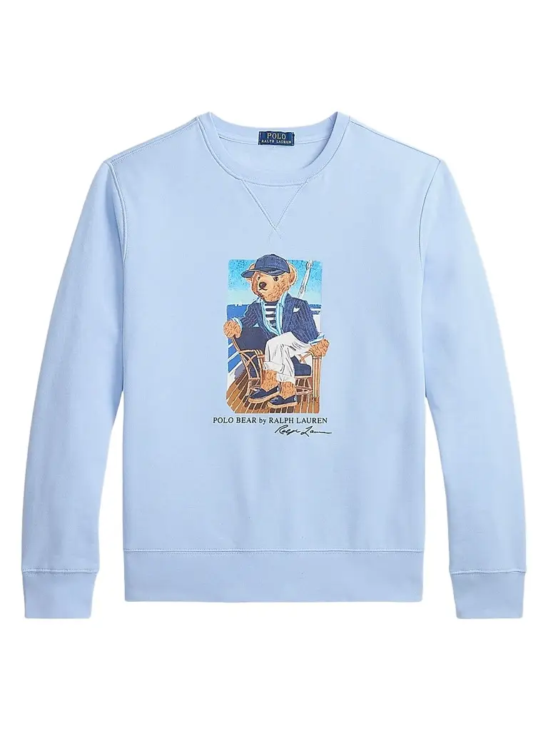 Polo Ralph Lauren Men's Polo Bear Cotton Fleece Sweatshirt - Newport Bear Office Blue - Size XXL | Image 1 Polo Ralph Lauren Men's Polo Bear Cotton Fleece Sweatshirt - Newport Bear Office Blue - Size XXL | Image 1