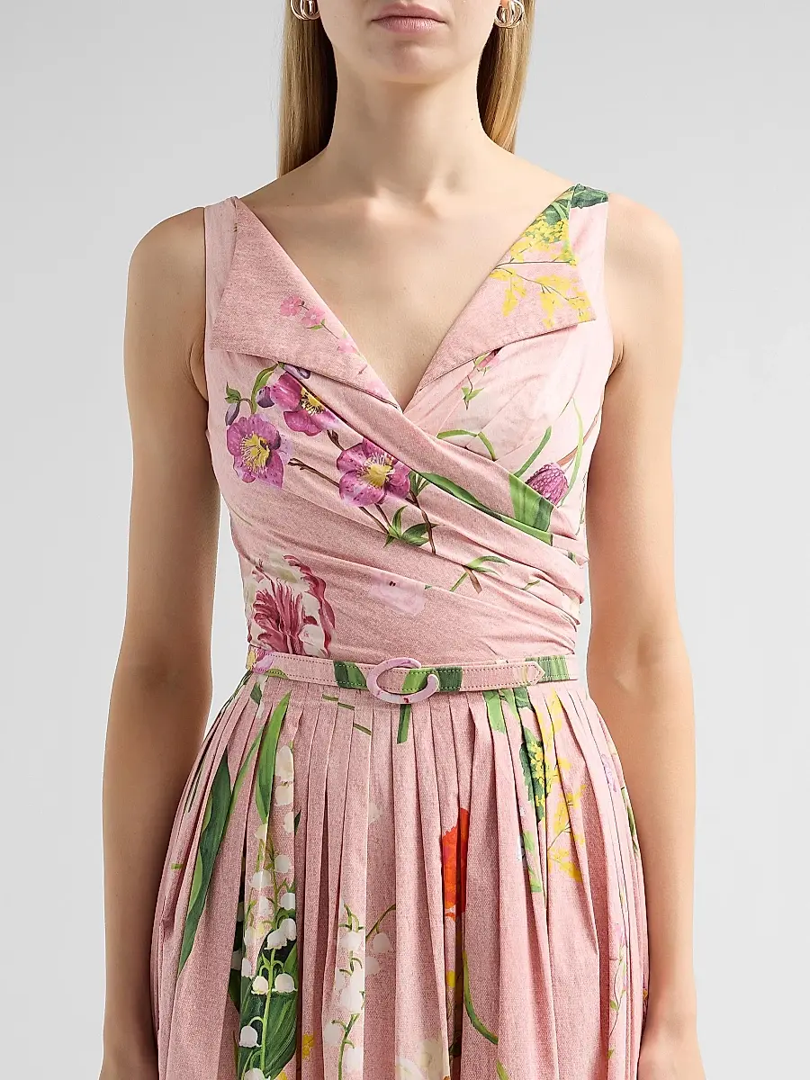 Oscar de la Renta Women's Floral Cotton Poplin Midi Dress | Thumbnail 5