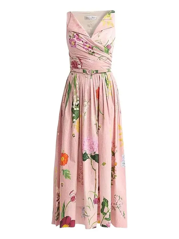 Women's Floral Cotton Poplin Midi Dress Women's Floral Cotton Poplin Midi Dress