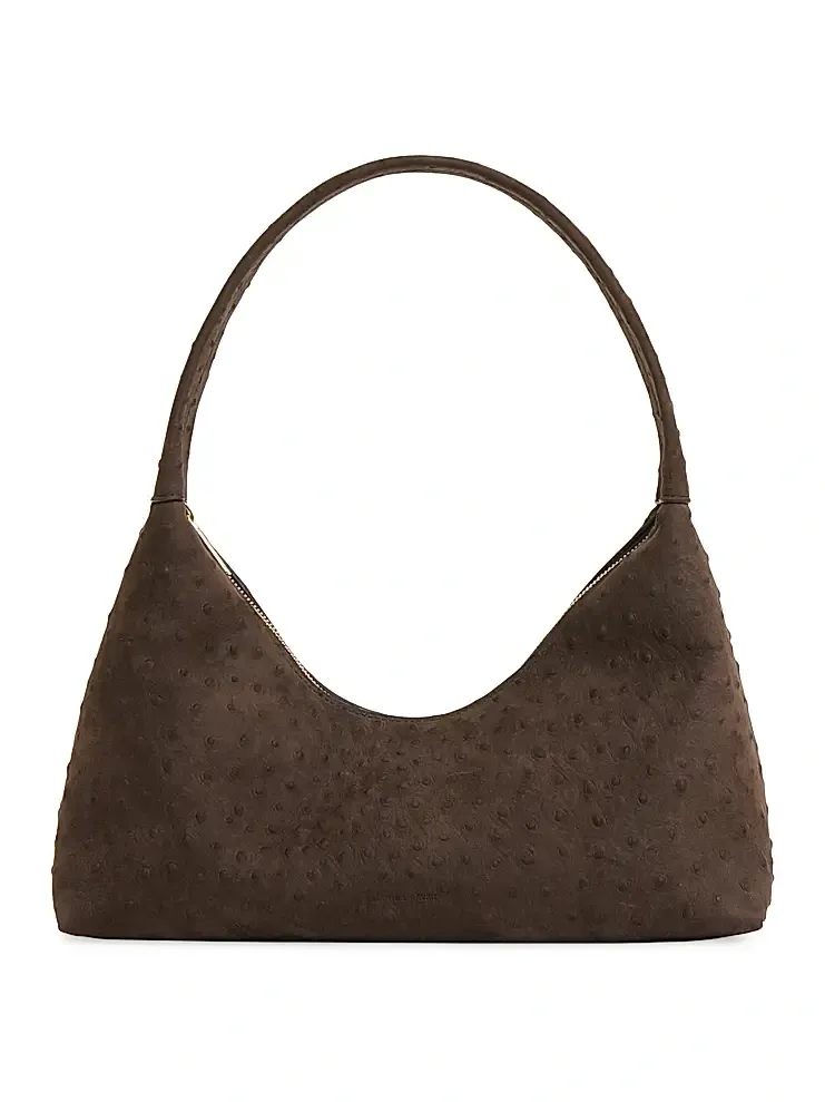 Women's Candy Ostrich-Embossed Suede Baguette Bag Women's Candy Ostrich-Embossed Suede Baguette Bag