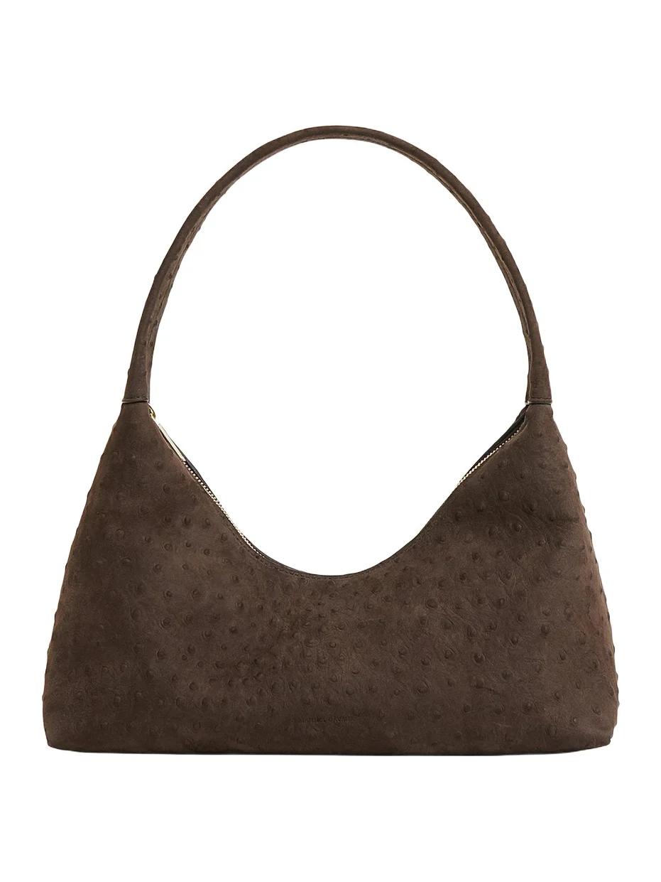 Women's Candy Ostrich-Embossed Suede Baguette Bag