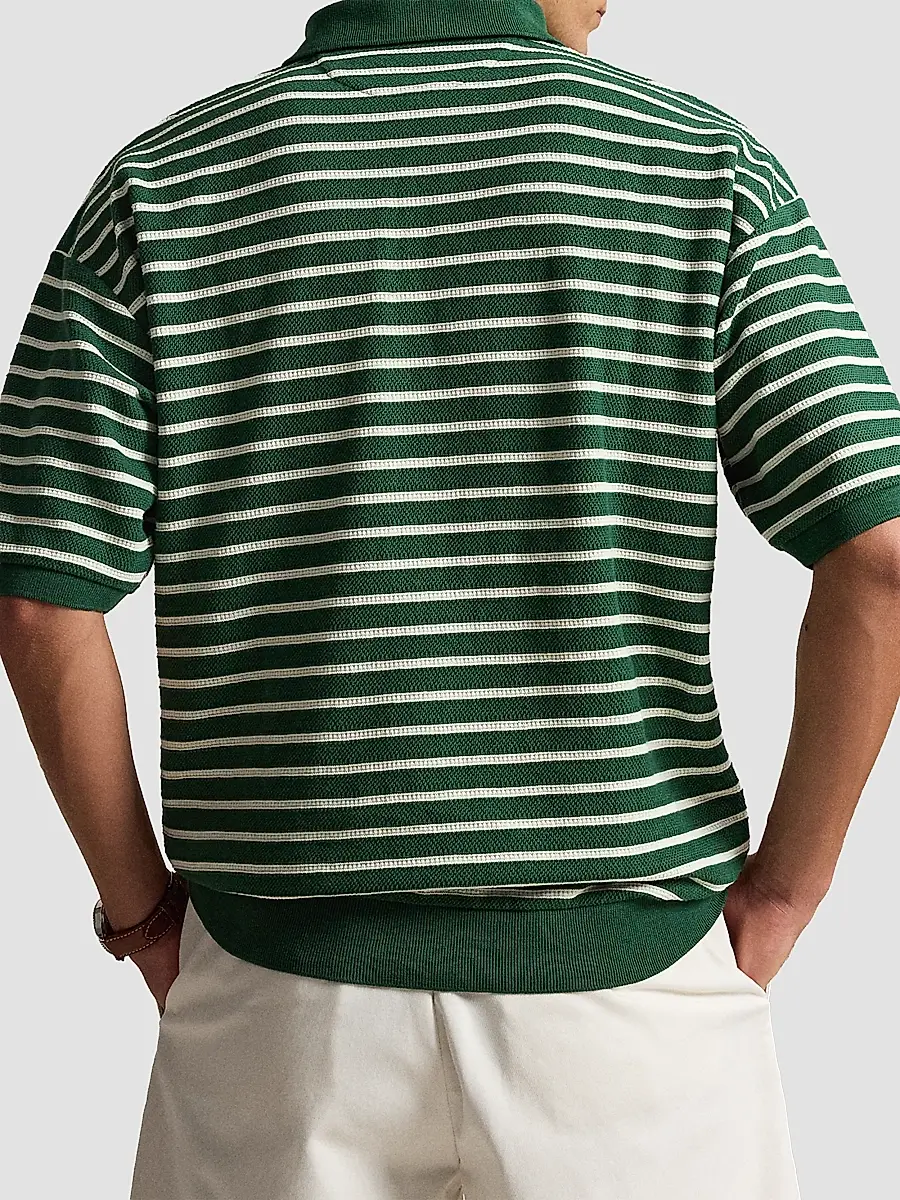 Polo Ralph Lauren Men's Relaxed-Fit Striped Jacquard Knit Polo Shirt | Thumbnail 3 Polo Ralph Lauren Men's Relaxed-Fit Striped Jacquard Knit Polo Shirt | Thumbnail 3