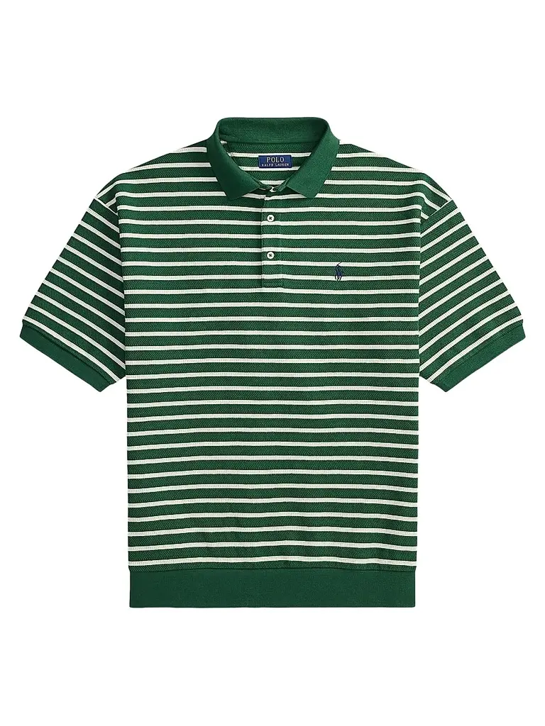 Polo Ralph Lauren Men's Relaxed-Fit Striped Jacquard Knit Polo Shirt - New Forest Nevis - Size XXL | Image 1 Polo Ralph Lauren Men's Relaxed-Fit Striped Jacquard Knit Polo Shirt - New Forest Nevis - Size XXL | Image 1
