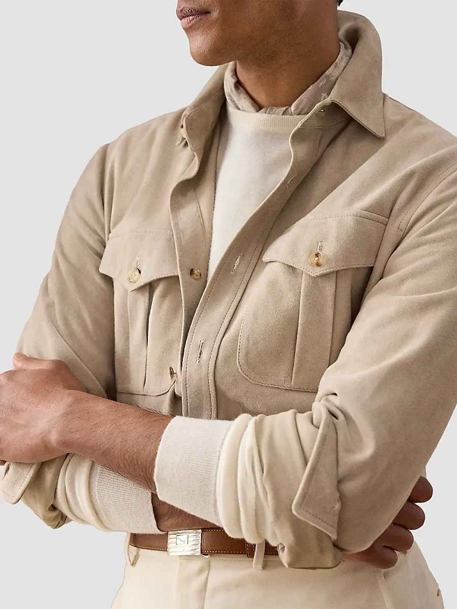 Ralph Lauren Purple Label Men's Desert-Faded Barron-Print Suede Jacket | Thumbnail 5 Ralph Lauren Purple Label Men's Desert-Faded Barron-Print Suede Jacket | Thumbnail 5