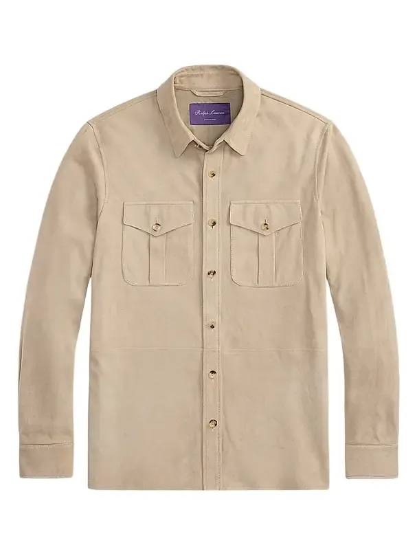 Men's Desert-Faded Barron-Print Suede Jacket