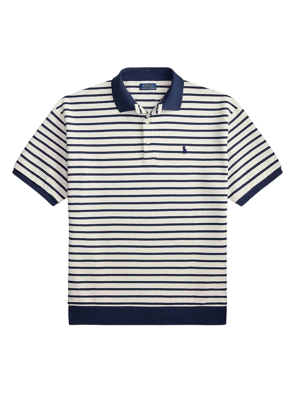 Men's Relaxed-Fit Striped Jacquard Knit Polo Shirt Men's Relaxed-Fit Striped Jacquard Knit Polo Shirt