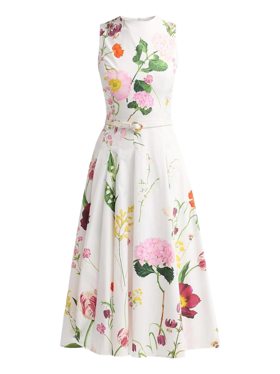 Women's Mixed Botanical Stretch Cotton Sleeveless Day Dress Women's Mixed Botanical Stretch Cotton Sleeveless Day Dress