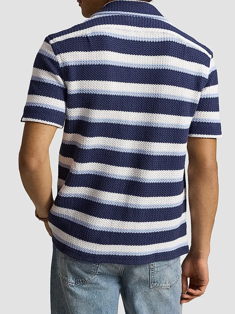 Polo Ralph Lauren Men's Striped Knit Cotton Camp Shirt | Thumbnail 3 Polo Ralph Lauren Men's Striped Knit Cotton Camp Shirt | Thumbnail 3