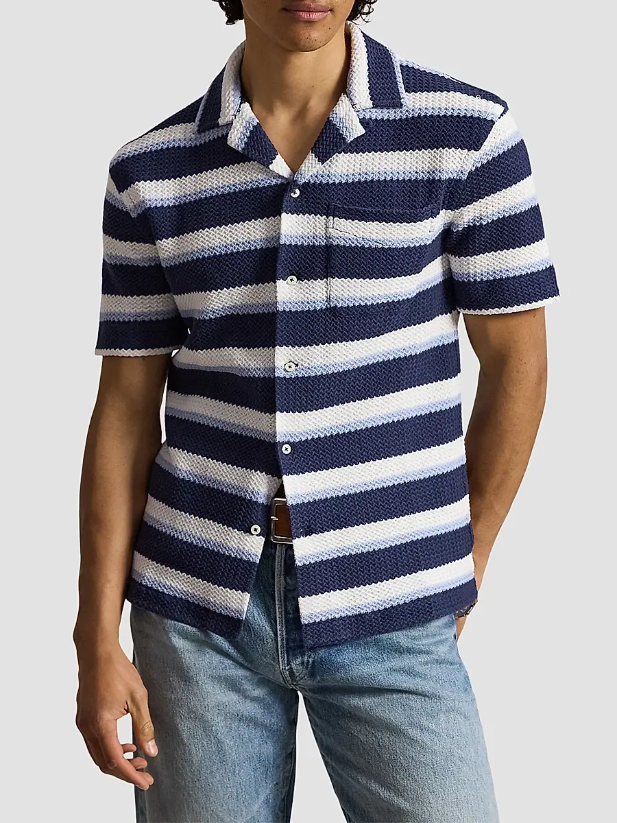 Polo Ralph Lauren Men's Striped Knit Cotton Camp Shirt | Thumbnail 4 Polo Ralph Lauren Men's Striped Knit Cotton Camp Shirt | Thumbnail 4