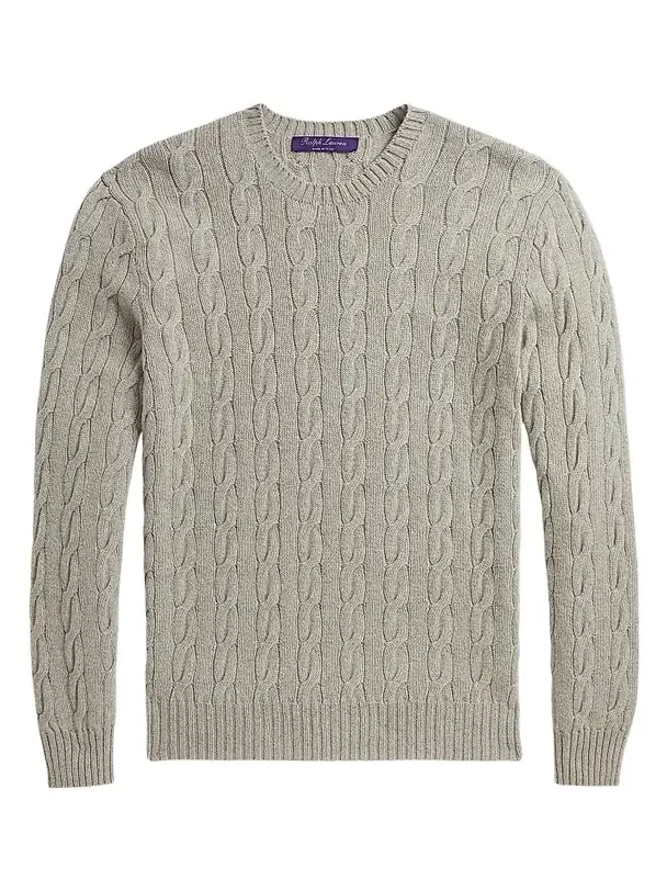 Ralph Lauren Purple Label Men's Cable-Knit Cashmere Crewneck Sweater