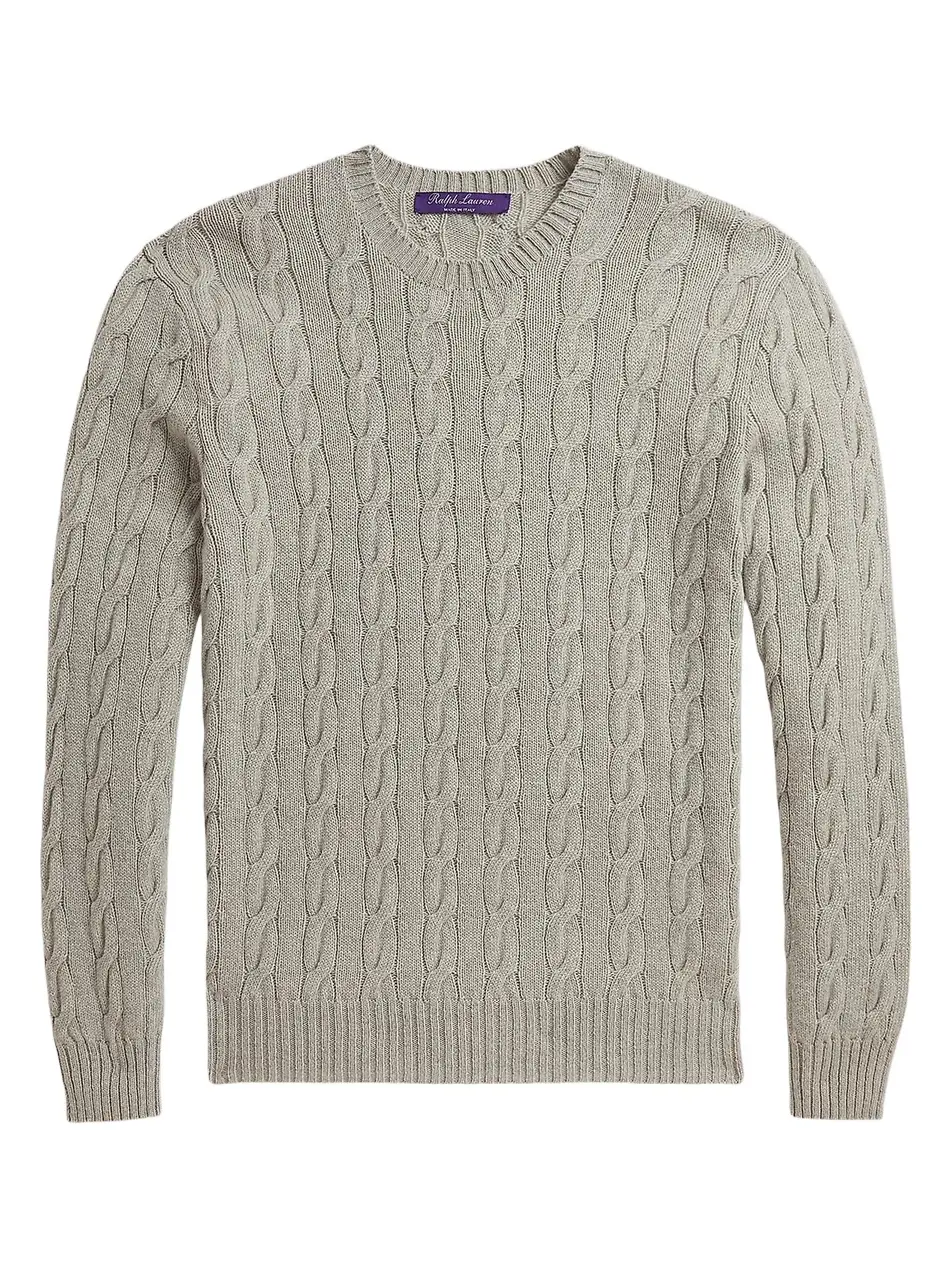 Men's Cable-Knit Cashmere Crewneck Sweater Men's Cable-Knit Cashmere Crewneck Sweater