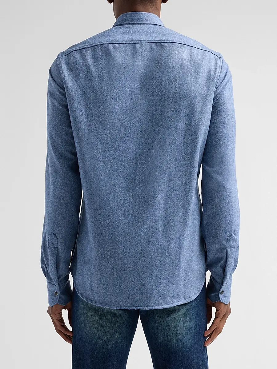 Kiton Men's Buba Virgin Wool & Cashmere Snap-Front Shirt | Thumbnail 3 Kiton Men's Buba Virgin Wool & Cashmere Snap-Front Shirt | Thumbnail 3