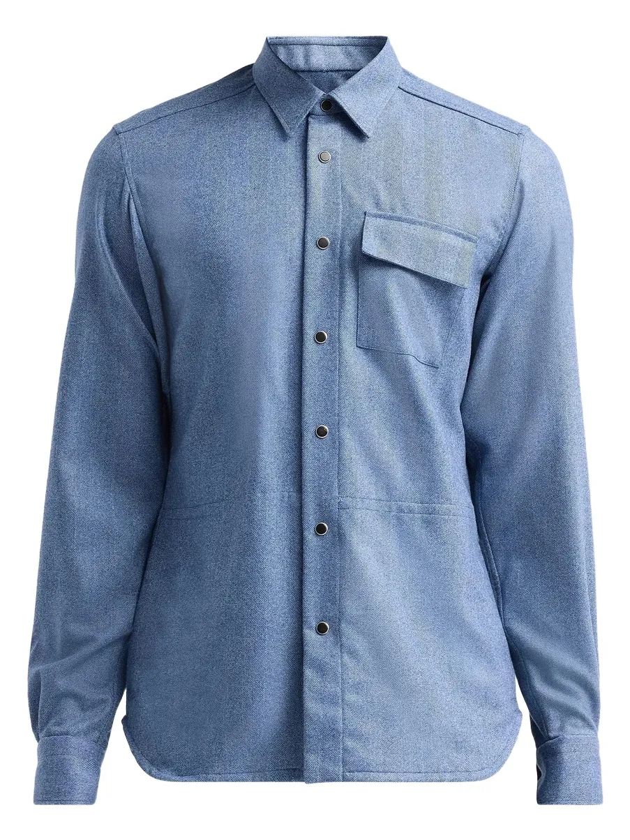 Kiton Men's Buba Virgin Wool & Cashmere Snap-Front Shirt