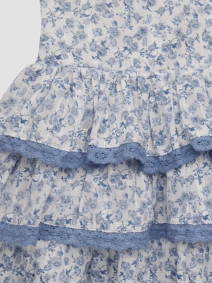 KatieJ NYC Girl's Girl's Floral Cotton Top & Skirt Set - Baby Blue White | Thumbnail 3