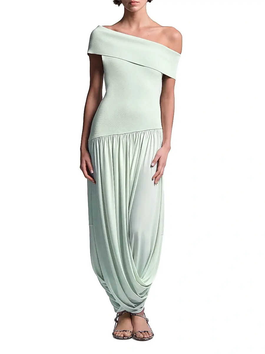 BCBGMAXAZRIA Women's Myla Draped Jersey One-Shoulder Maxi Dress | Thumbnail 2