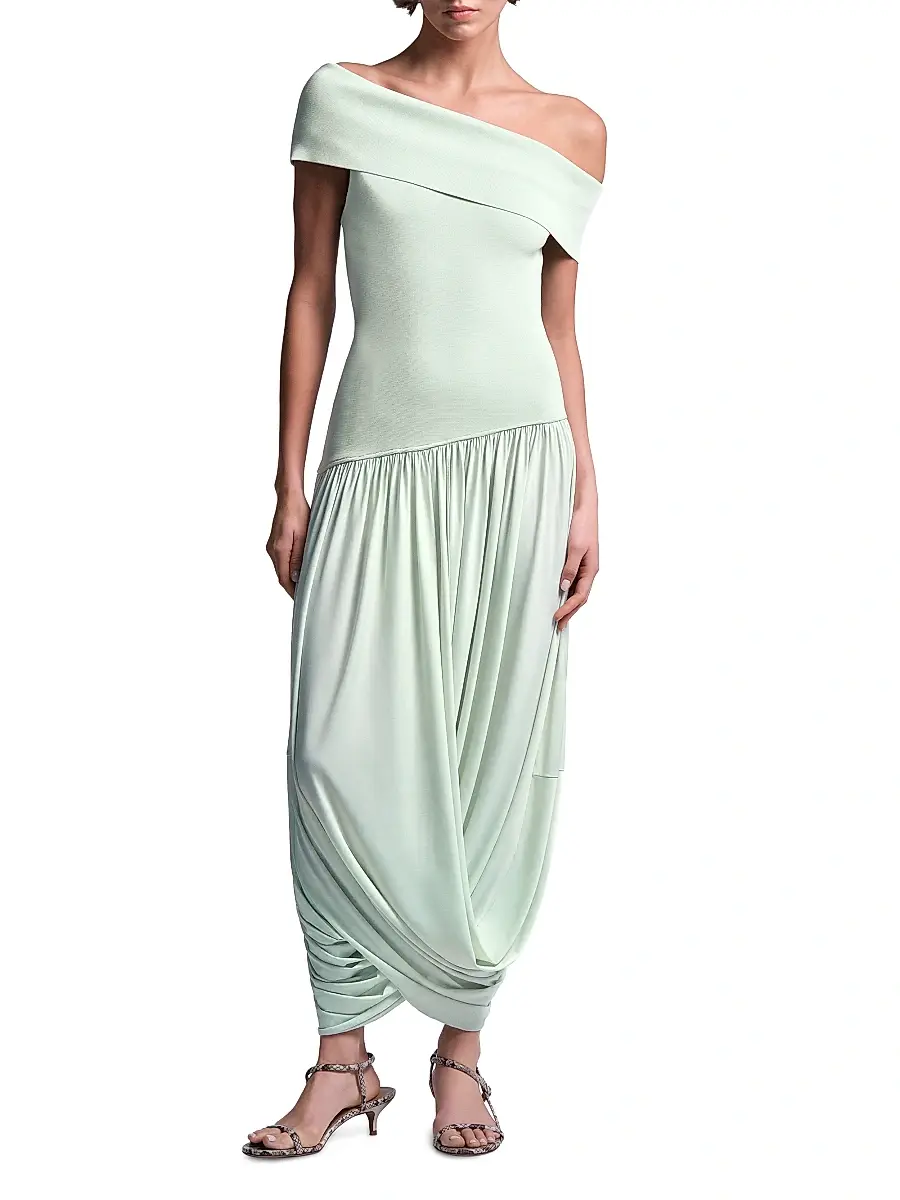 BCBGMAXAZRIA Women's Myla Draped Jersey One-Shoulder Maxi Dress | Thumbnail 3