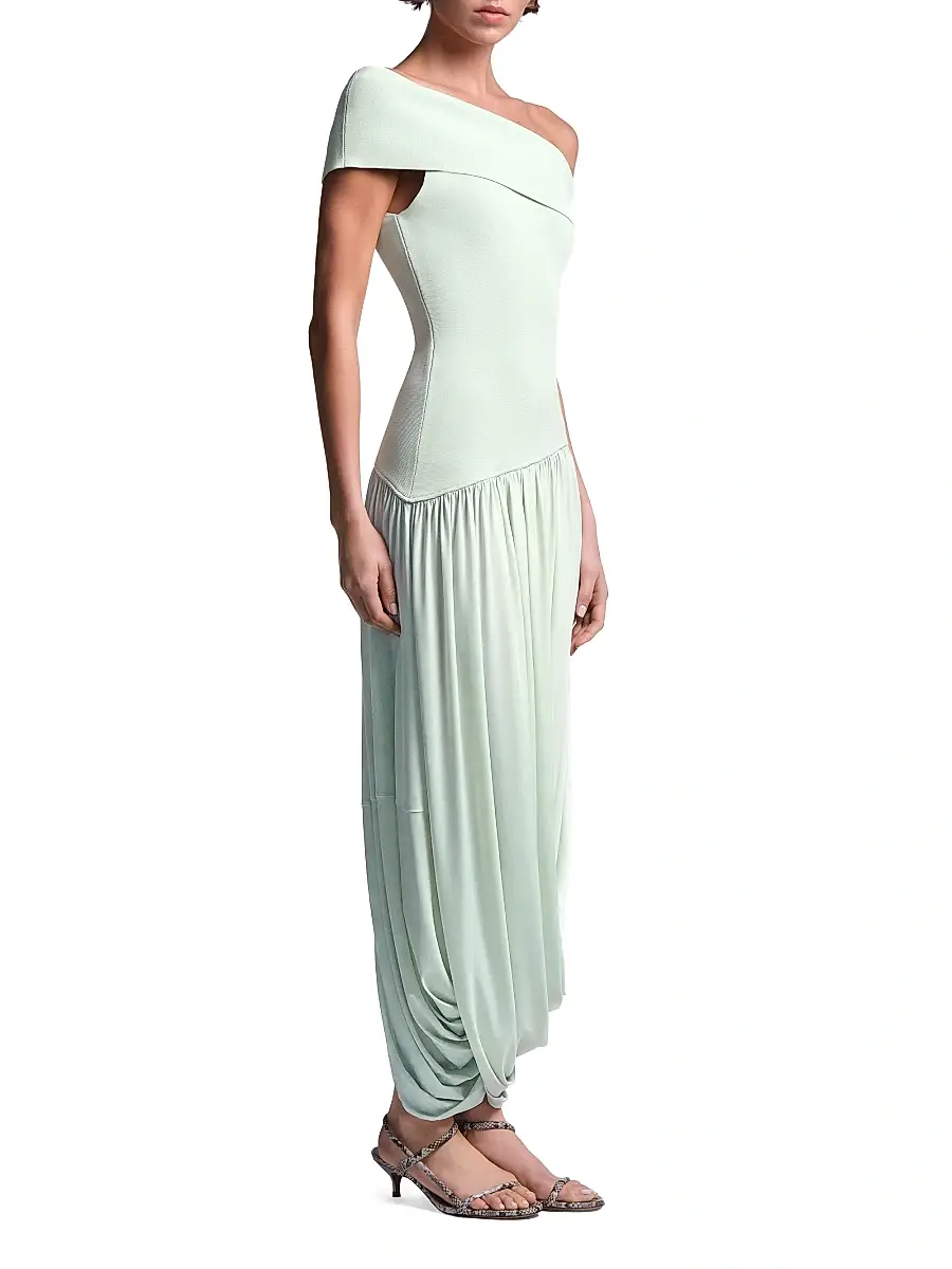 BCBGMAXAZRIA Women's Myla Draped Jersey One-Shoulder Maxi Dress | Thumbnail 4