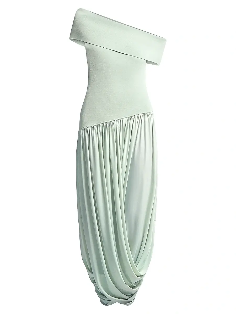 BCBGMAXAZRIA Women's Myla Draped Jersey One-Shoulder Maxi Dress - Pistachio | Image 1 BCBGMAXAZRIA Women's Myla Draped Jersey One-Shoulder Maxi Dress - Pistachio | Image 1