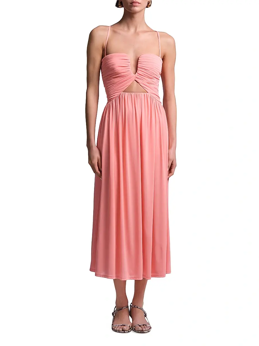 BCBGMAXAZRIA Women's Mimi Ruched Pleated Midi-Dress | Thumbnail 2