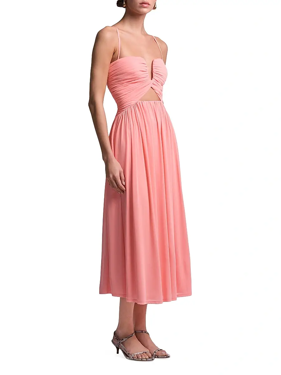 BCBGMAXAZRIA Women's Mimi Ruched Pleated Midi-Dress | Thumbnail 3