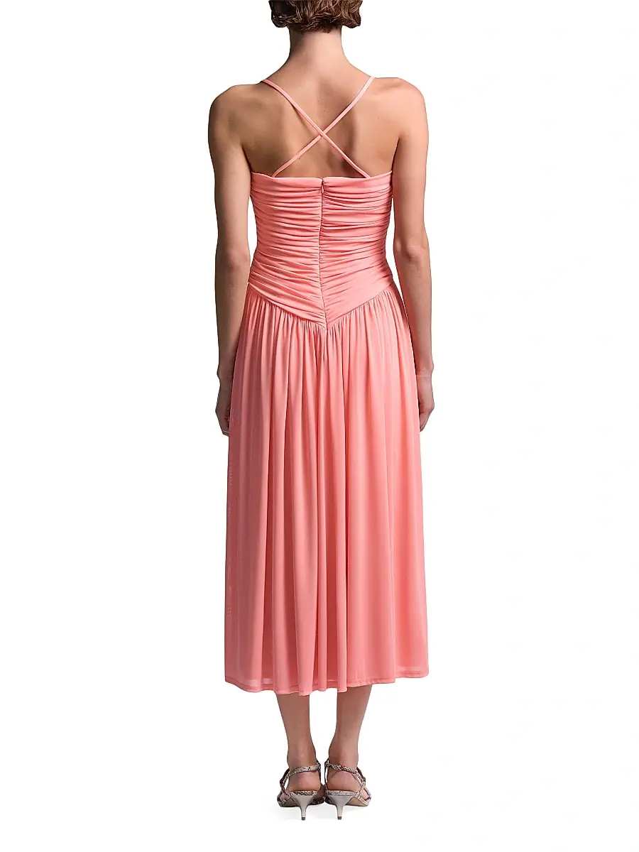 BCBGMAXAZRIA Women's Mimi Ruched Pleated Midi-Dress | Thumbnail 4