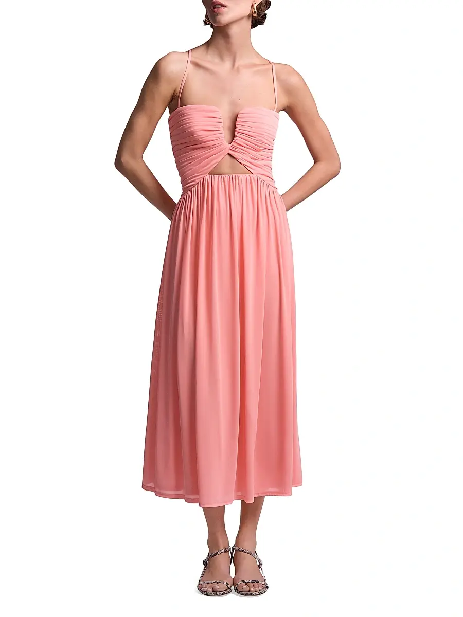 BCBGMAXAZRIA Women's Mimi Ruched Pleated Midi-Dress | Thumbnail 5