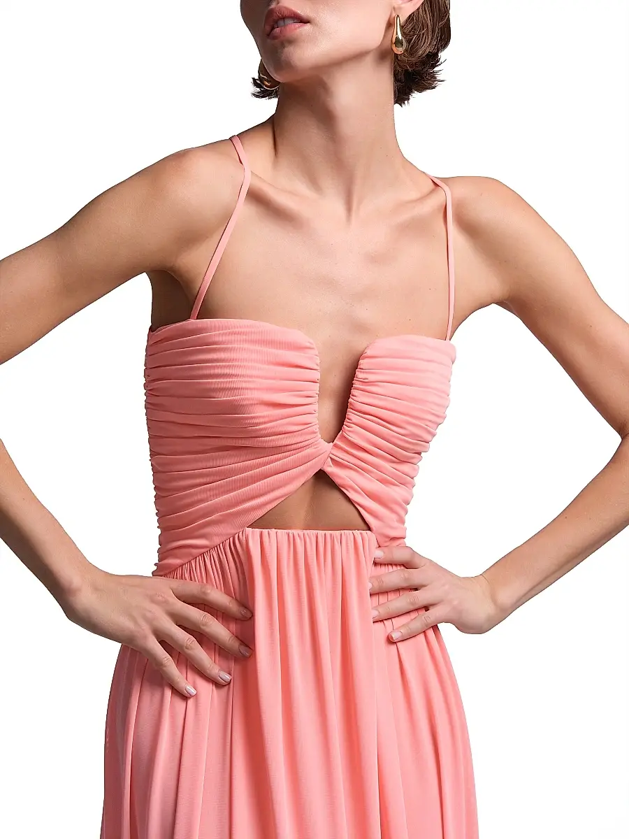 BCBGMAXAZRIA Women's Mimi Ruched Pleated Midi-Dress | Thumbnail 6
