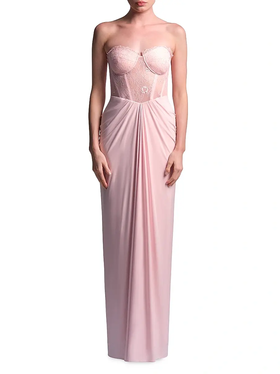 BCBGMAXAZRIA Women's Lace & Jersey Strapless Gown | Thumbnail 3