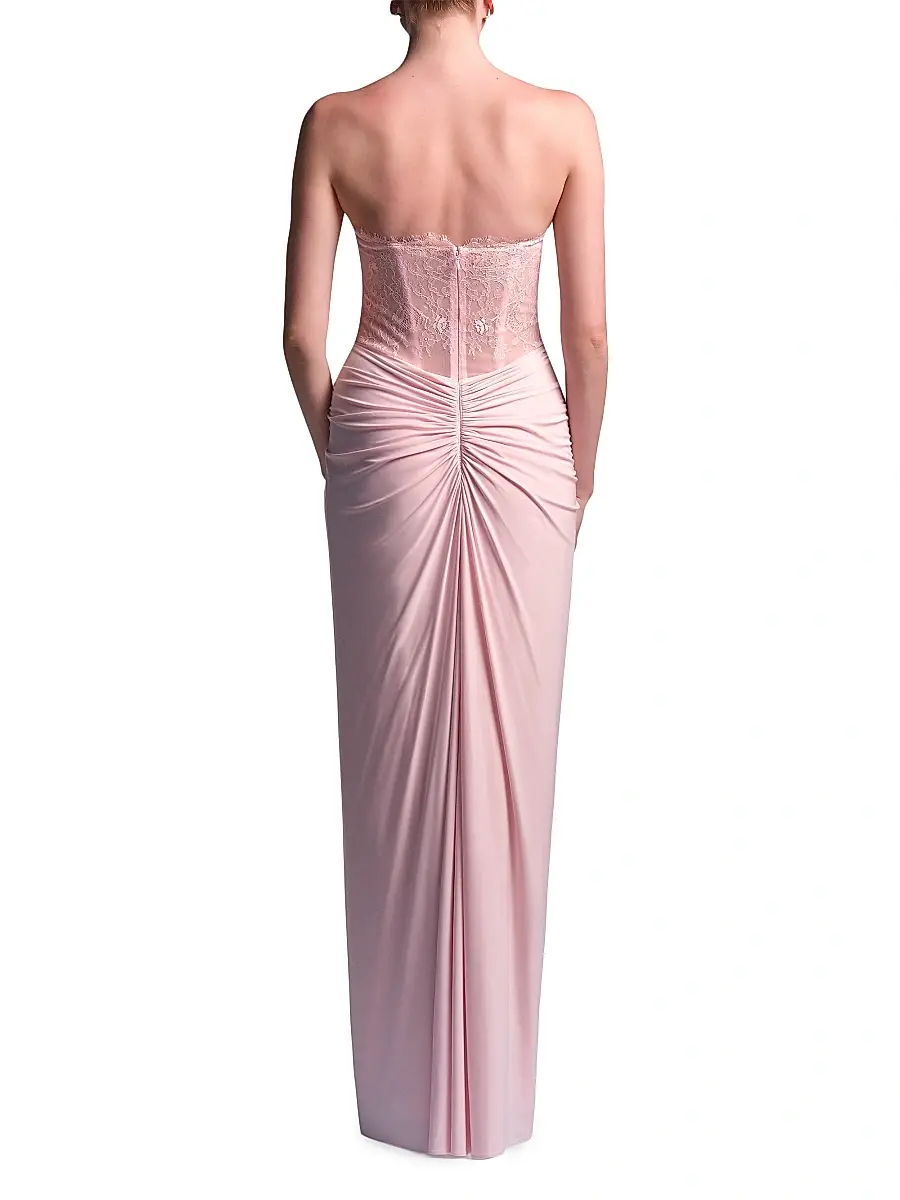 BCBGMAXAZRIA Women's Lace & Jersey Strapless Gown | Thumbnail 5