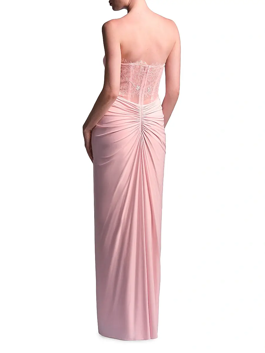 BCBGMAXAZRIA Women's Lace & Jersey Strapless Gown | Thumbnail 6