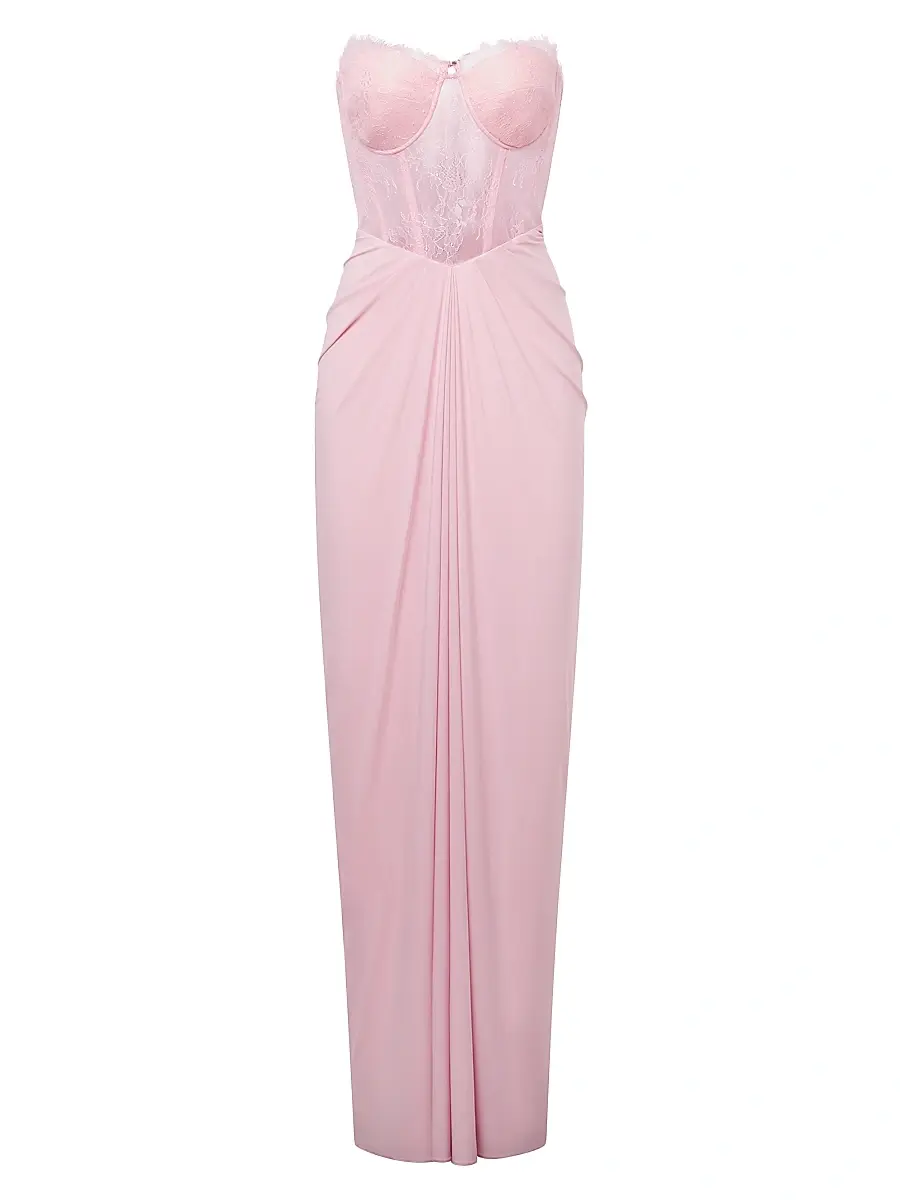 BCBGMAXAZRIA Women's Lace & Jersey Strapless Gown - Quartz Pink - Size 14 | Image 1 BCBGMAXAZRIA Women's Lace & Jersey Strapless Gown - Quartz Pink - Size 14 | Image 1