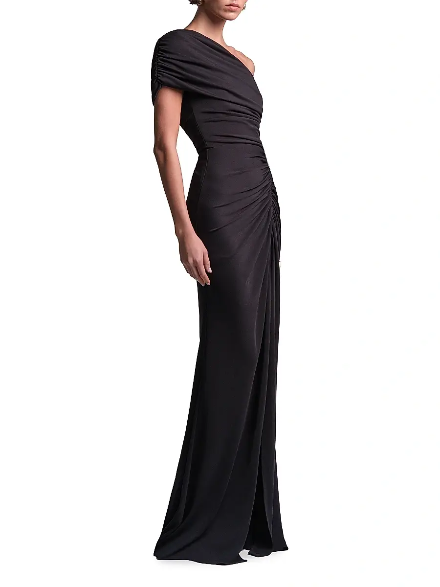 BCBGMAXAZRIA Women's Solina Ruched One-Shoulder Gown | Thumbnail 3 BCBGMAXAZRIA Women's Solina Ruched One-Shoulder Gown | Thumbnail 3