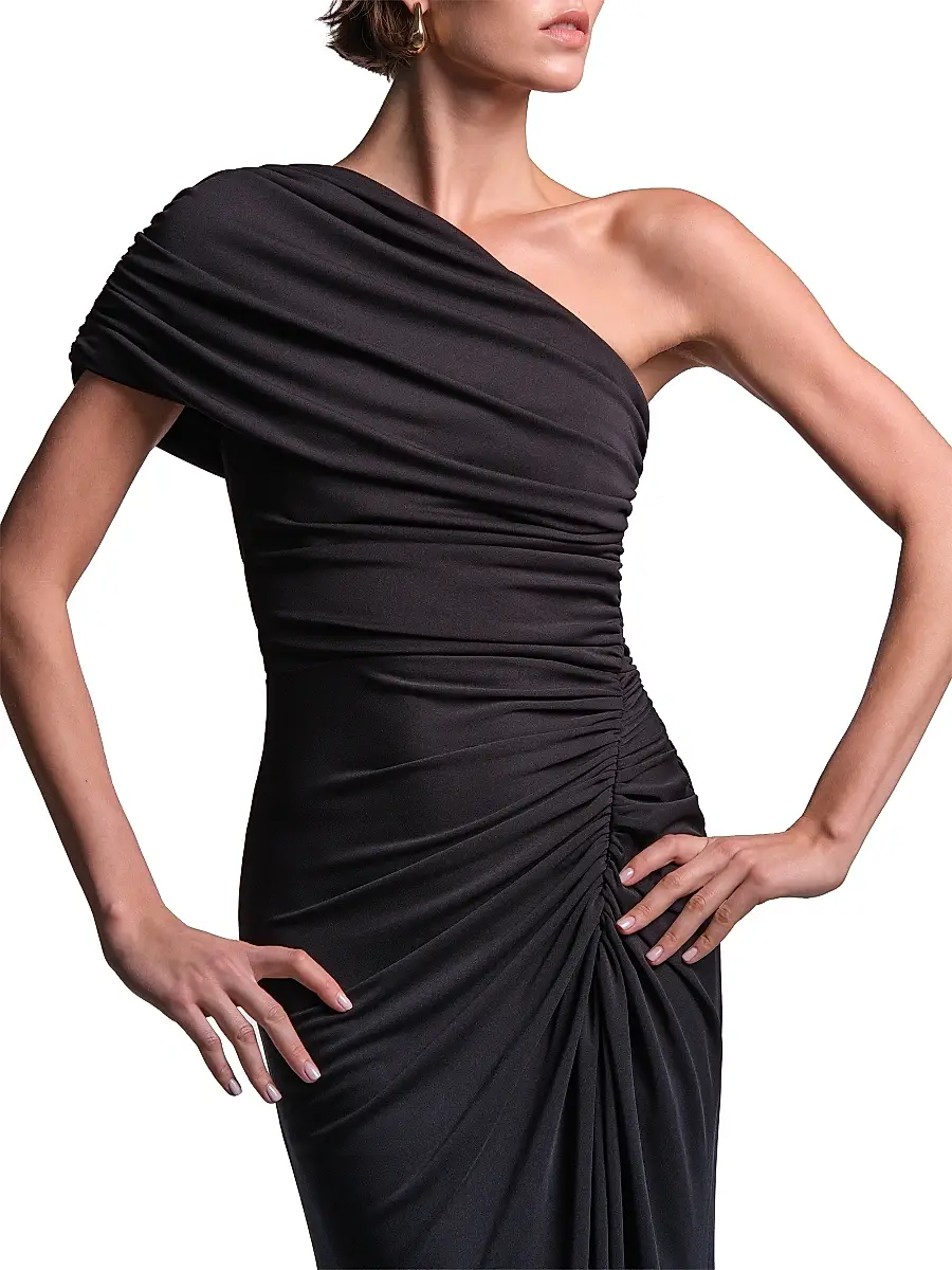 BCBGMAXAZRIA Women's Solina Ruched One-Shoulder Gown | Thumbnail 6 BCBGMAXAZRIA Women's Solina Ruched One-Shoulder Gown | Thumbnail 6