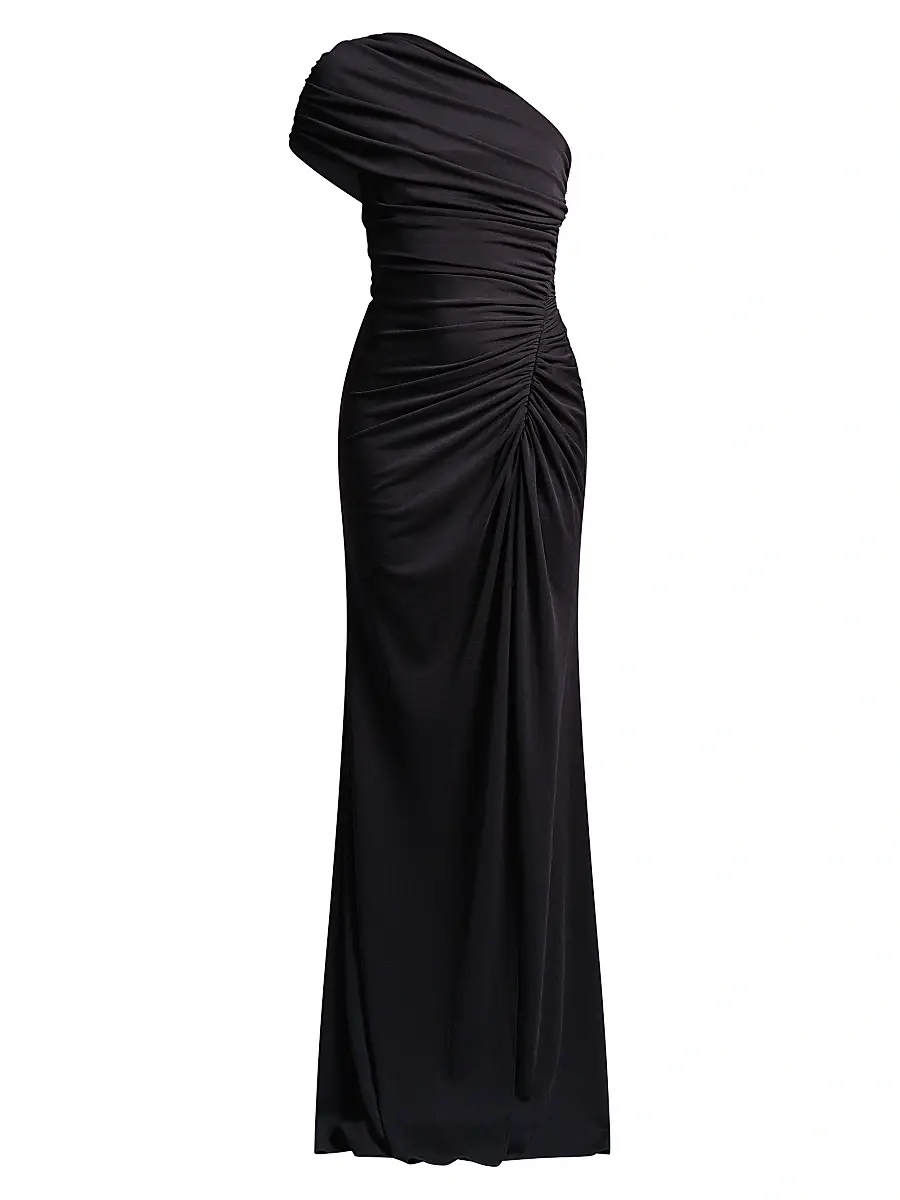 BCBGMAXAZRIA Women's Solina Ruched One-Shoulder Gown - Black - Size 6 | Image 1 BCBGMAXAZRIA Women's Solina Ruched One-Shoulder Gown - Black - Size 6 | Image 1