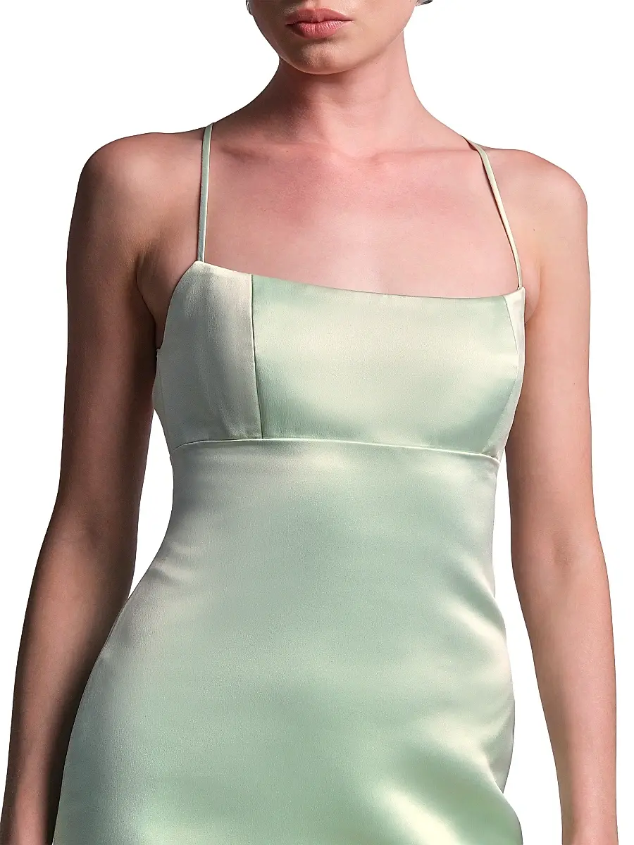 BCBGMAXAZRIA Women's Serene Lace-Up Back Satin Mini Dress | Thumbnail 6 BCBGMAXAZRIA Women's Serene Lace-Up Back Satin Mini Dress | Thumbnail 6